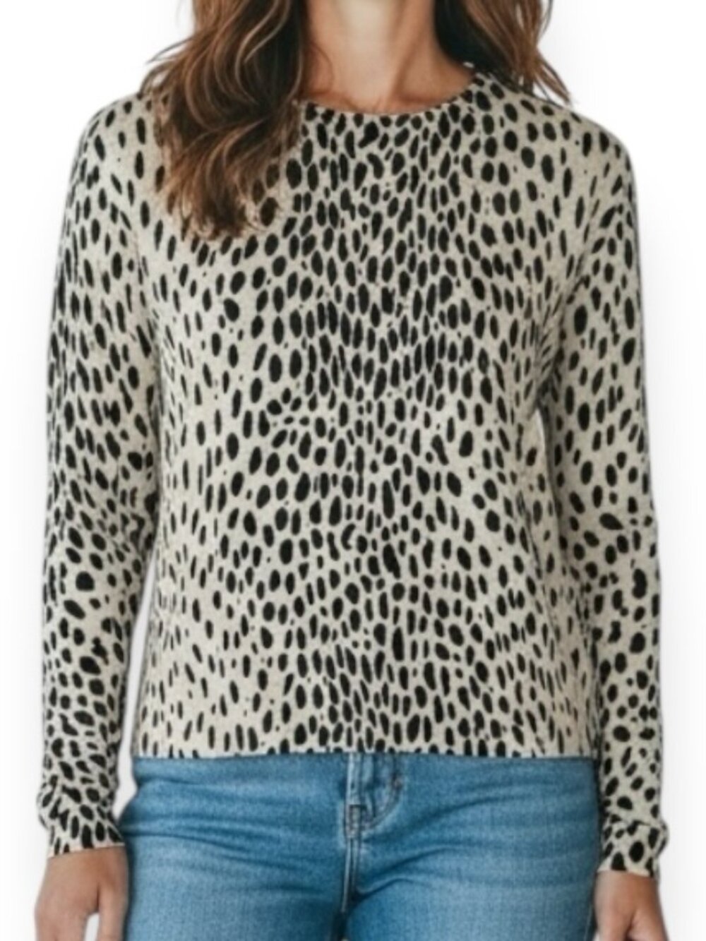 J.Crew Mercantile Dalmatian Print Sweater M – 100% Cotton Pullover